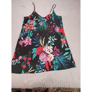 Stars Above Nightgown Large Black Tropical‎ Print